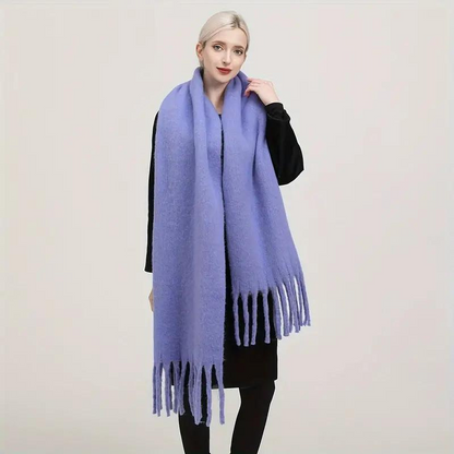 Jennifer - Oversized skjerf med frynser design for maksimal dekning og varme
