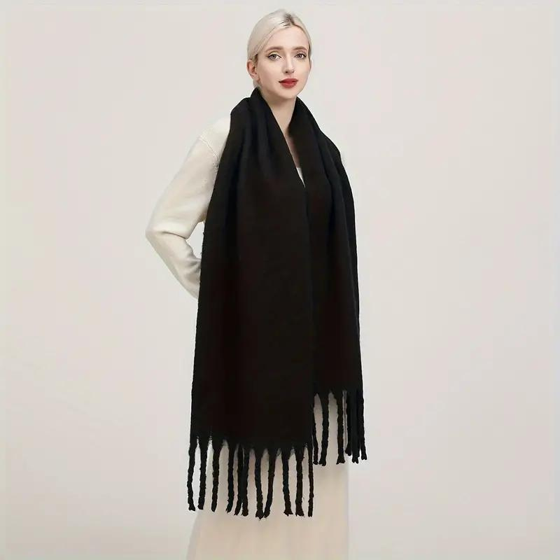 Jennifer - Oversized skjerf med frynser design for maksimal dekning og varme