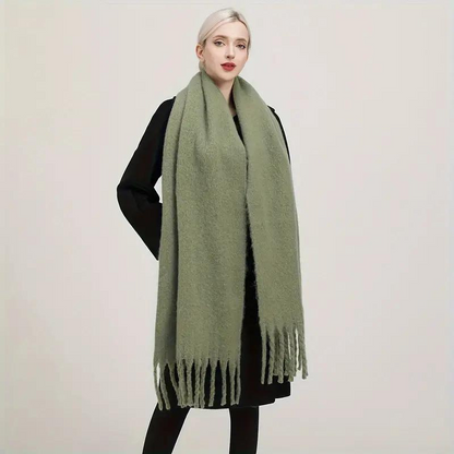 Jennifer - Oversized skjerf med frynser design for maksimal dekning og varme