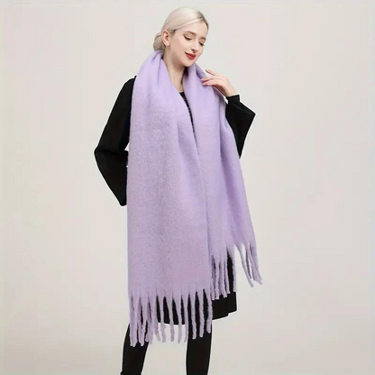 Jennifer - Oversized skjerf med frynser design for maksimal dekning og varme