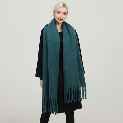Jennifer - Oversized skjerf med frynser design for maksimal dekning og varme