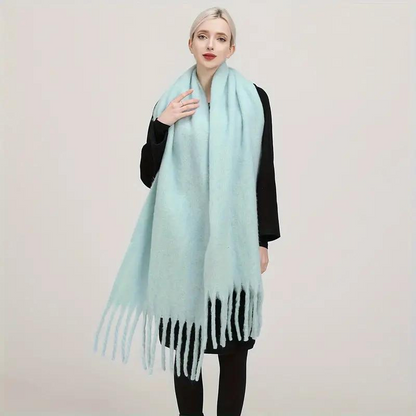 Jennifer - Oversized skjerf med frynser design for maksimal dekning og varme