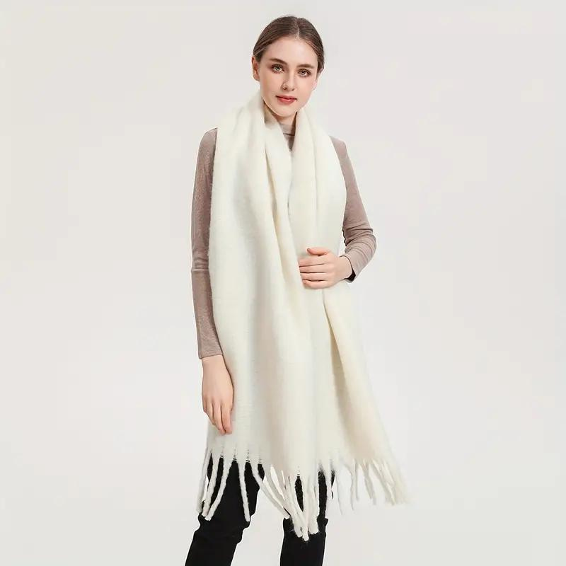 Jennifer - Oversized skjerf med frynser design for maksimal dekning og varme