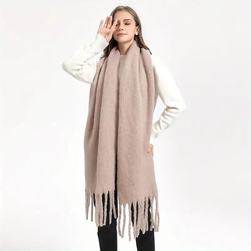 Jennifer - Oversized skjerf med frynser design for maksimal dekning og varme