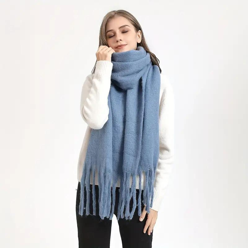 Jennifer - Oversized skjerf med frynser design for maksimal dekning og varme