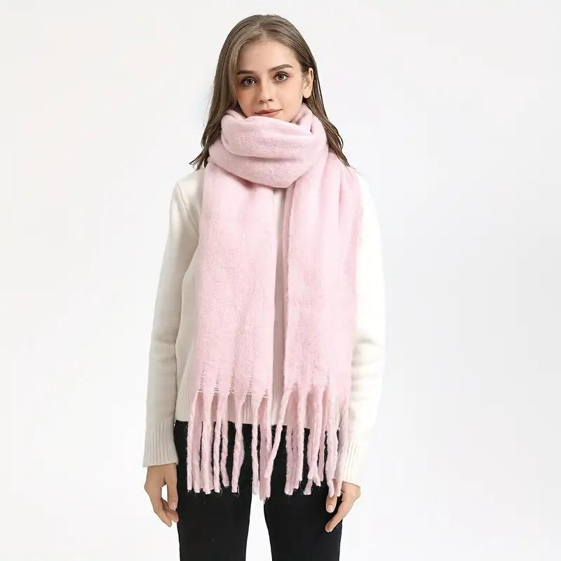 Jennifer - Oversized skjerf med frynser design for maksimal dekning og varme