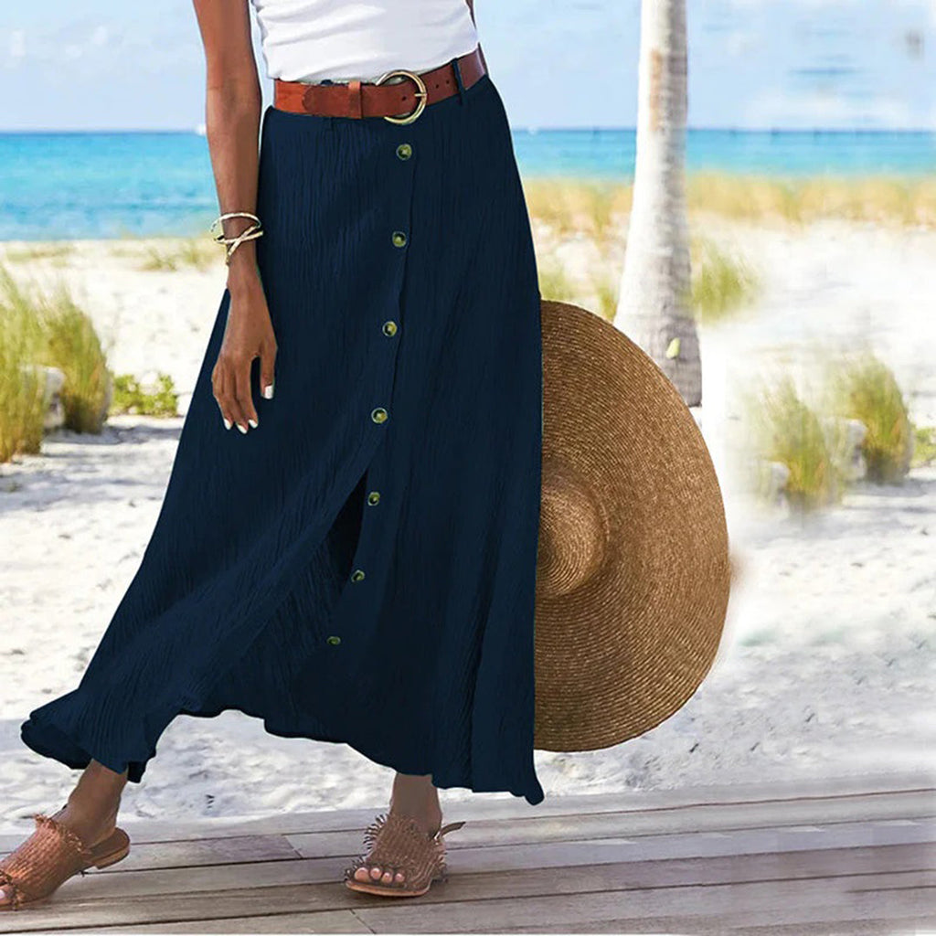 Olivia - Elegant Maxi Skjørt Med Knapp