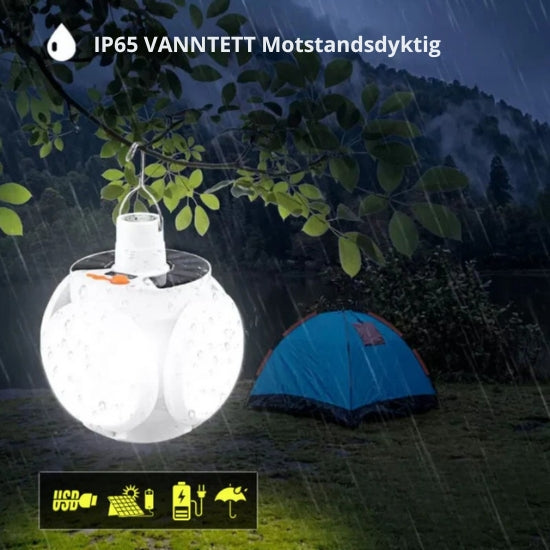SolarGlow - Vanntett utendørslampe med solcelle- og USB-lading