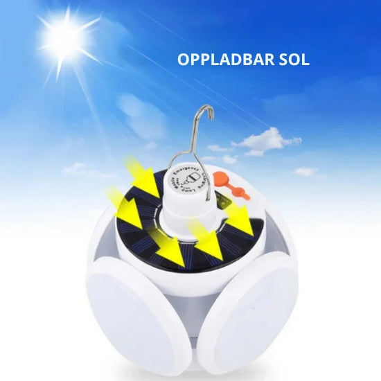 SolarGlow - Vanntett utendørslampe med solcelle- og USB-lading