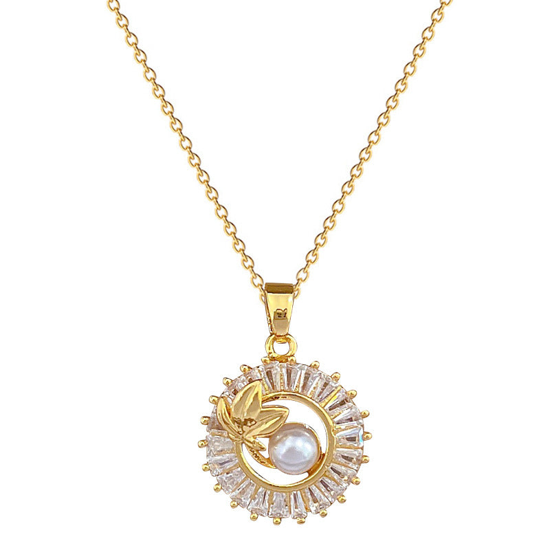 PearlLuxe - Halskjede og øredobbersett med geometrisk design