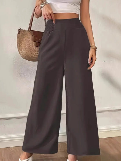 Ava - Bukser med brede ben og høy midje med luftig passform