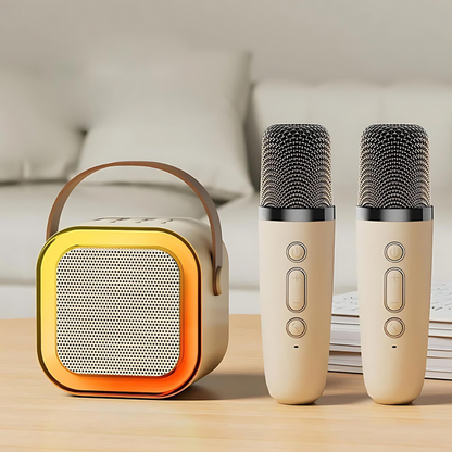 EchoTune – Kompakt mini karaokehøyttaler med trådløse mikrofoner og klar lyd