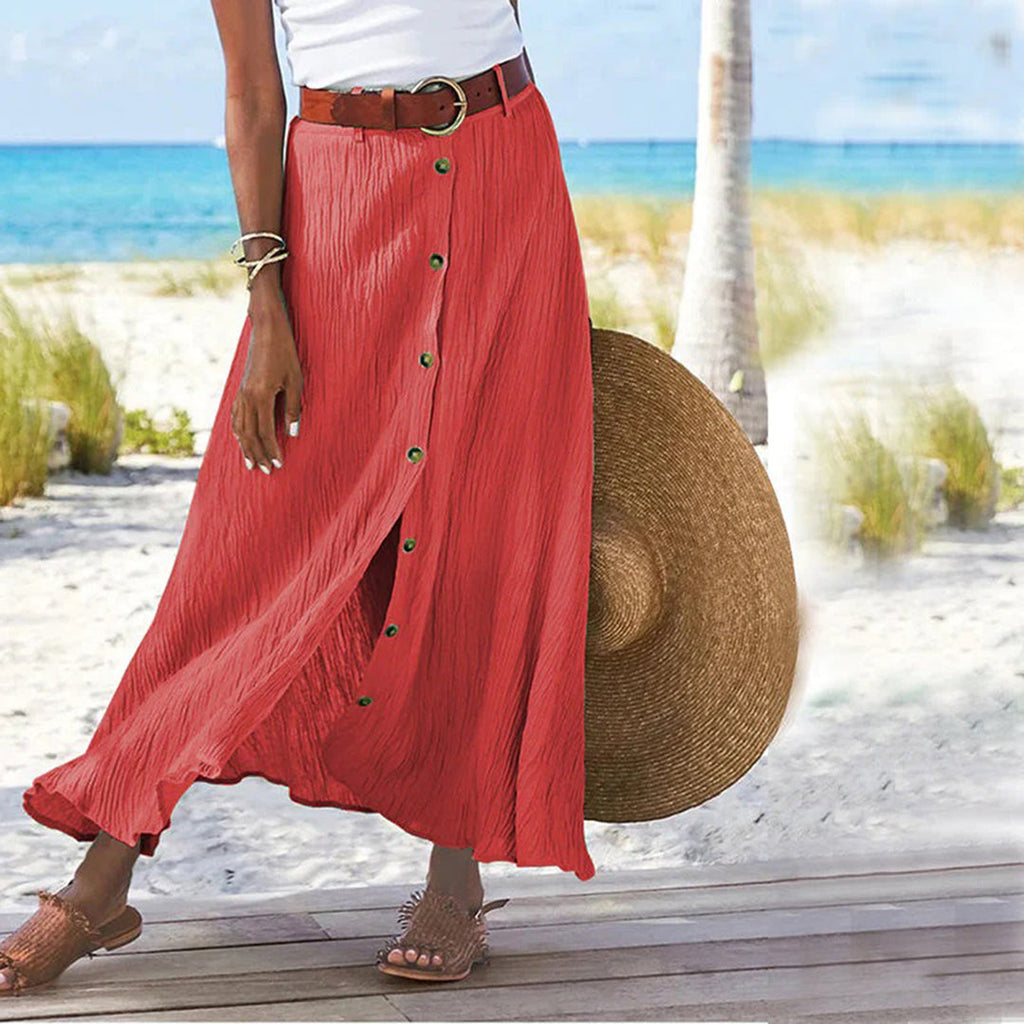 Olivia - Elegant Maxi Skjørt Med Knapp