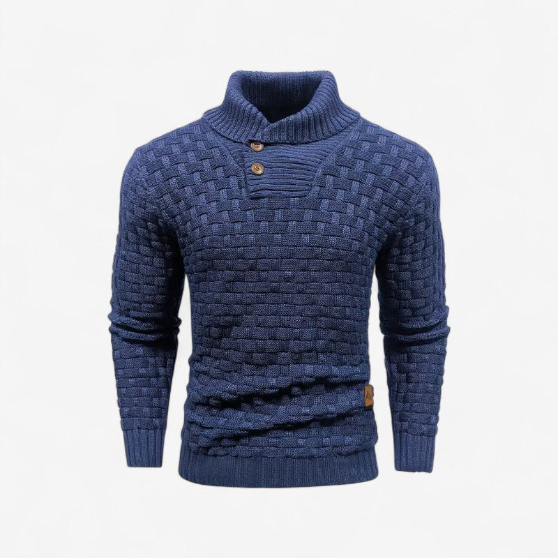 Oscar - Langermet Genser med Ribbet Kant og Knapp Detalj