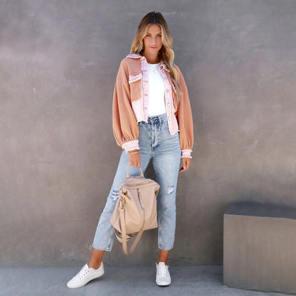 Isla - Rutete jakke med knappelukking