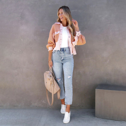 Isla - Rutete jakke med knappelukking