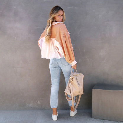 Isla - Rutete jakke med knappelukking