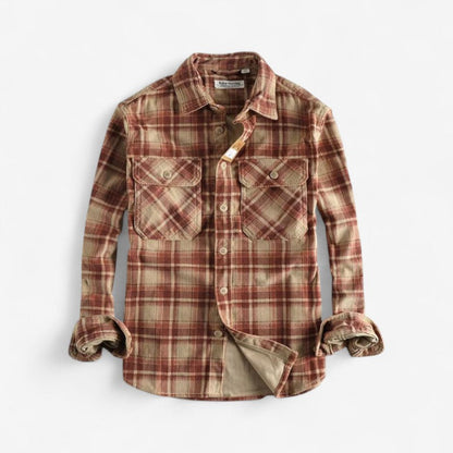 Aksel - Langermet Rutete Skjorte med Knapper og Nedslått Krage