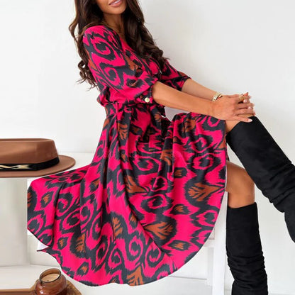 Greta - Klassisk vintagekjole med lange ermer og V-hals kutt