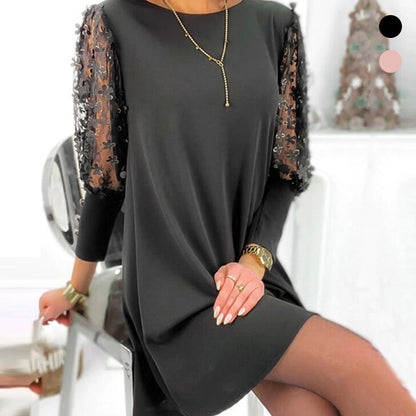 Eira - Elegant Langermet Blonde Plissert Kjole