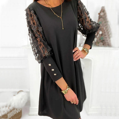 Eira - Elegant Langermet Blonde Plissert Kjole