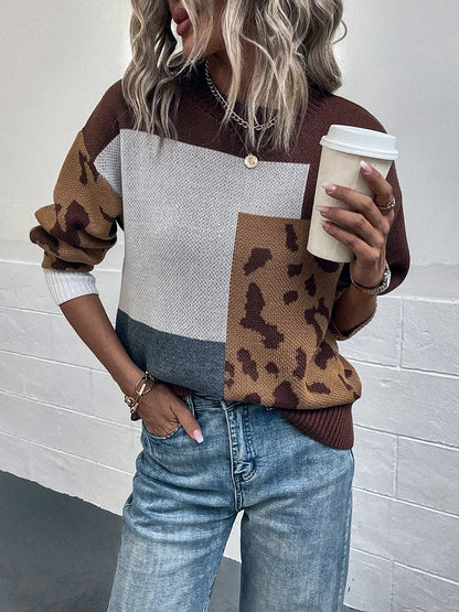 Elsa - Unikt Leopardsmønster Langermet Rundhals Genser