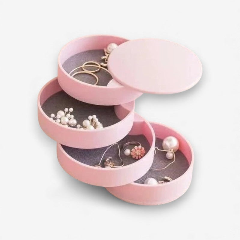 GlamSpin – Roterende smykkeskrin med 5-lags lokk og støvdeksel