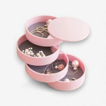 GlamSpin – Roterende smykkeskrin med 5-lags lokk og støvdeksel