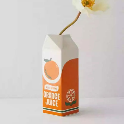 JuiceCart - Retro appelsinjuice-kartong-inspirert vase for finurlig hjemmeinnredning