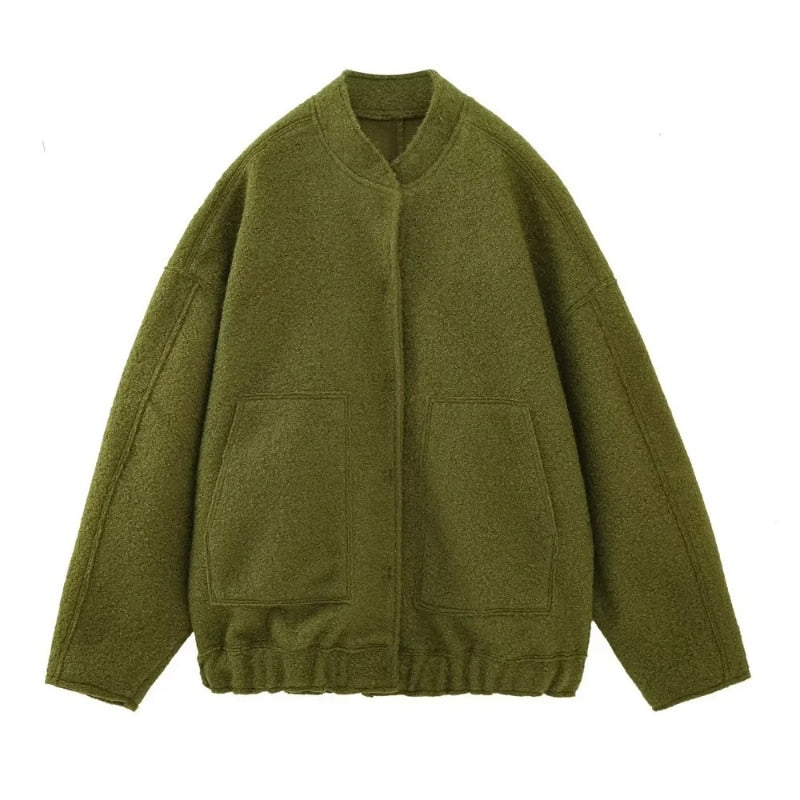 Isabella - Casual oversized kåpe med knappelukking og funksjonelle lommer