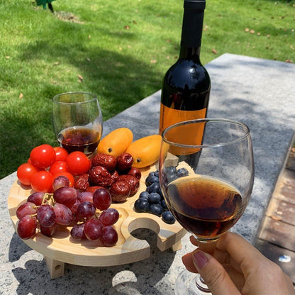 PicnicMate - Sammenleggbart piknikbord i tre med vinglass- og flaskeholdere