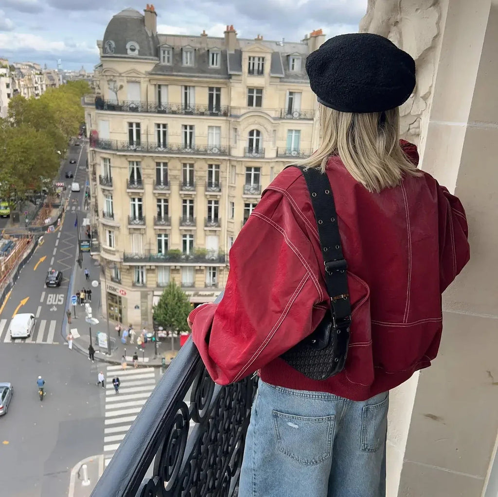 Chloe - Langermet oversized jakke med glidelås