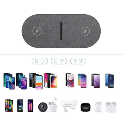 PowerDock - Dobbel trådløs ladestasjon med 40W hurtiglading og LED-indikator