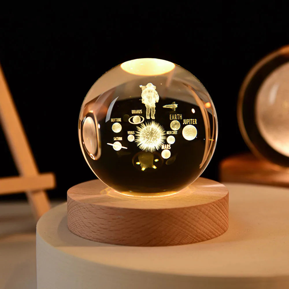 StarGlow - Inngravert globe i solsystemet for magisk hjemmeinnredning