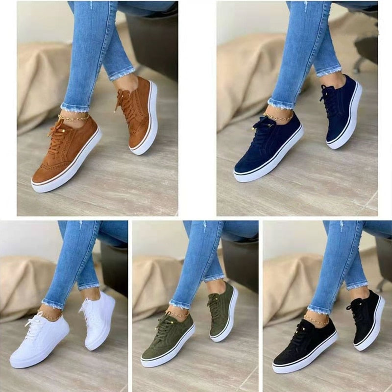 Lily - Klassiske joggesko i semsket skinn med trendy brogue-detaljer