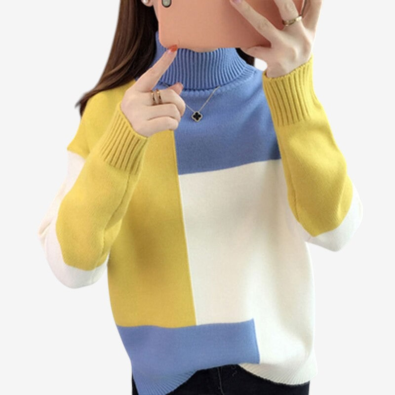 Livia – Langermet Høyhalset Genser med Ribbedetaljer