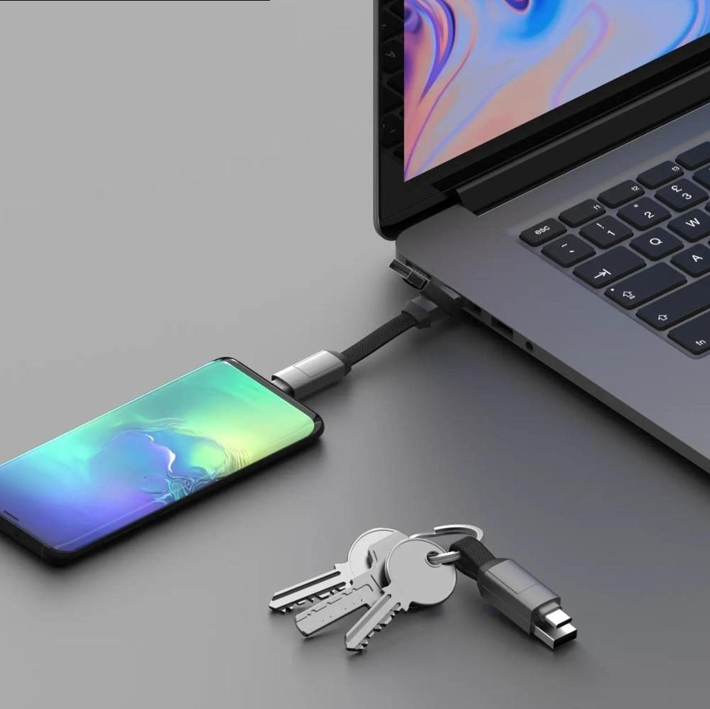 PowerLink - 6-i-1 USB-lader med nøkkelringdesign for lading på farten