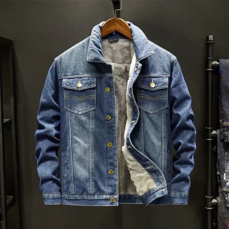 Jade - Stilfull Klassisk Herre Denim Vinterjakke for Maksimal Komfort