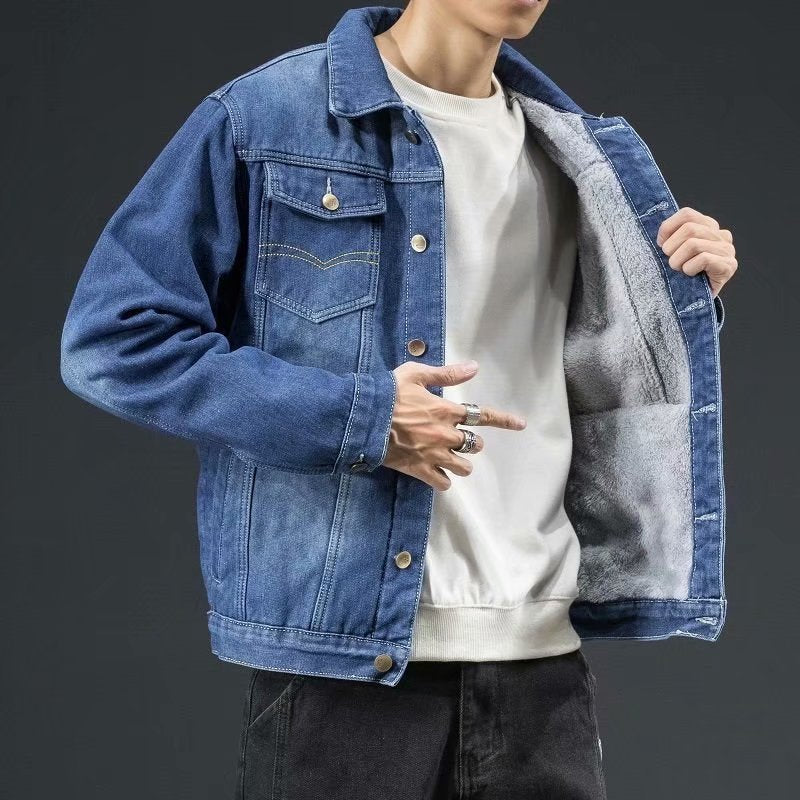 Jade - Stilfull Klassisk Herre Denim Vinterjakke for Maksimal Komfort