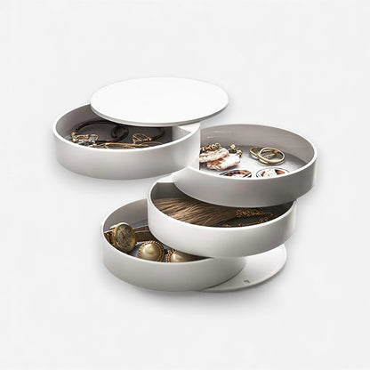 GlamSpin – Roterende smykkeskrin med 5-lags lokk og støvdeksel