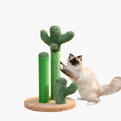 PlayGoal – Interactive Cactus Cat Scratching Triple Posts with Hanging Ball
