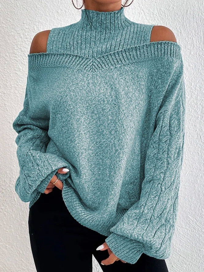 Amelia - Off the skulder turtleneck-genser med stilig design