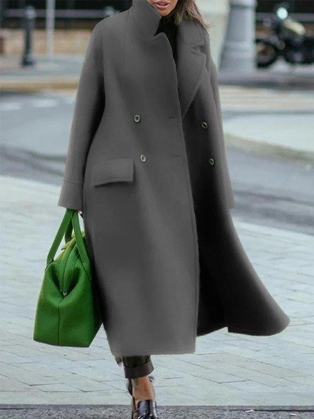 Evelyn - Klassisk Lang Kåpe med Belte og Elegante Detaljer på Ermer