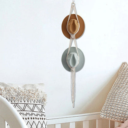 HatNest - Dekorativ, håndlaget hattehylle i lin til oppheng på veggen