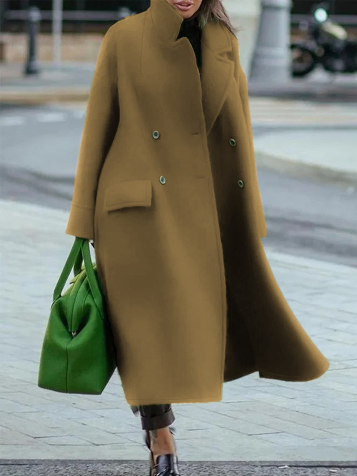 Evelyn - Klassisk Lang Kåpe med Belte og Elegante Detaljer på Ermer