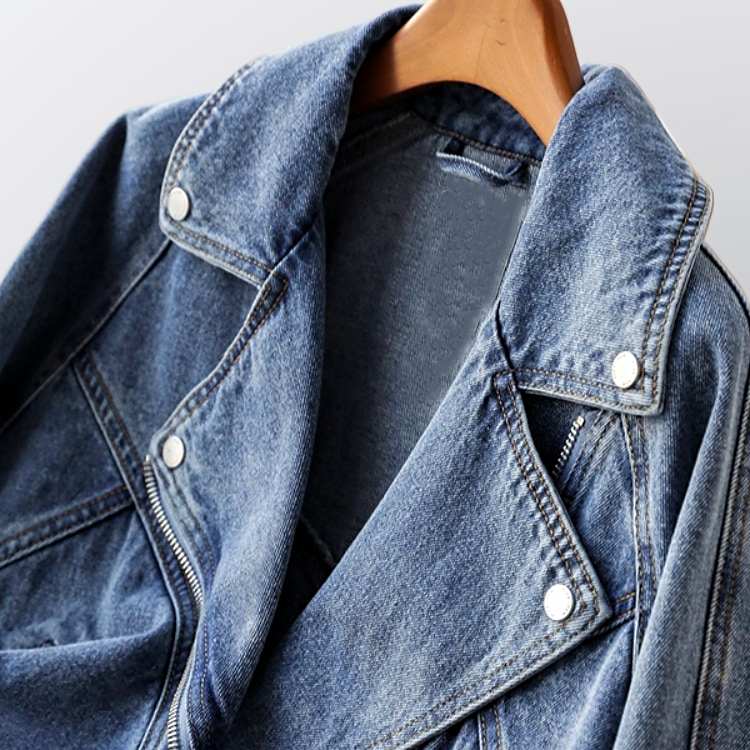Leah - Stilig Vintage Vaskede Jeansjakke med Feminin og Elegant Design