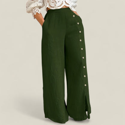 Aurora - Feminin bukse med knappdekorasjoner og praktiske lommer