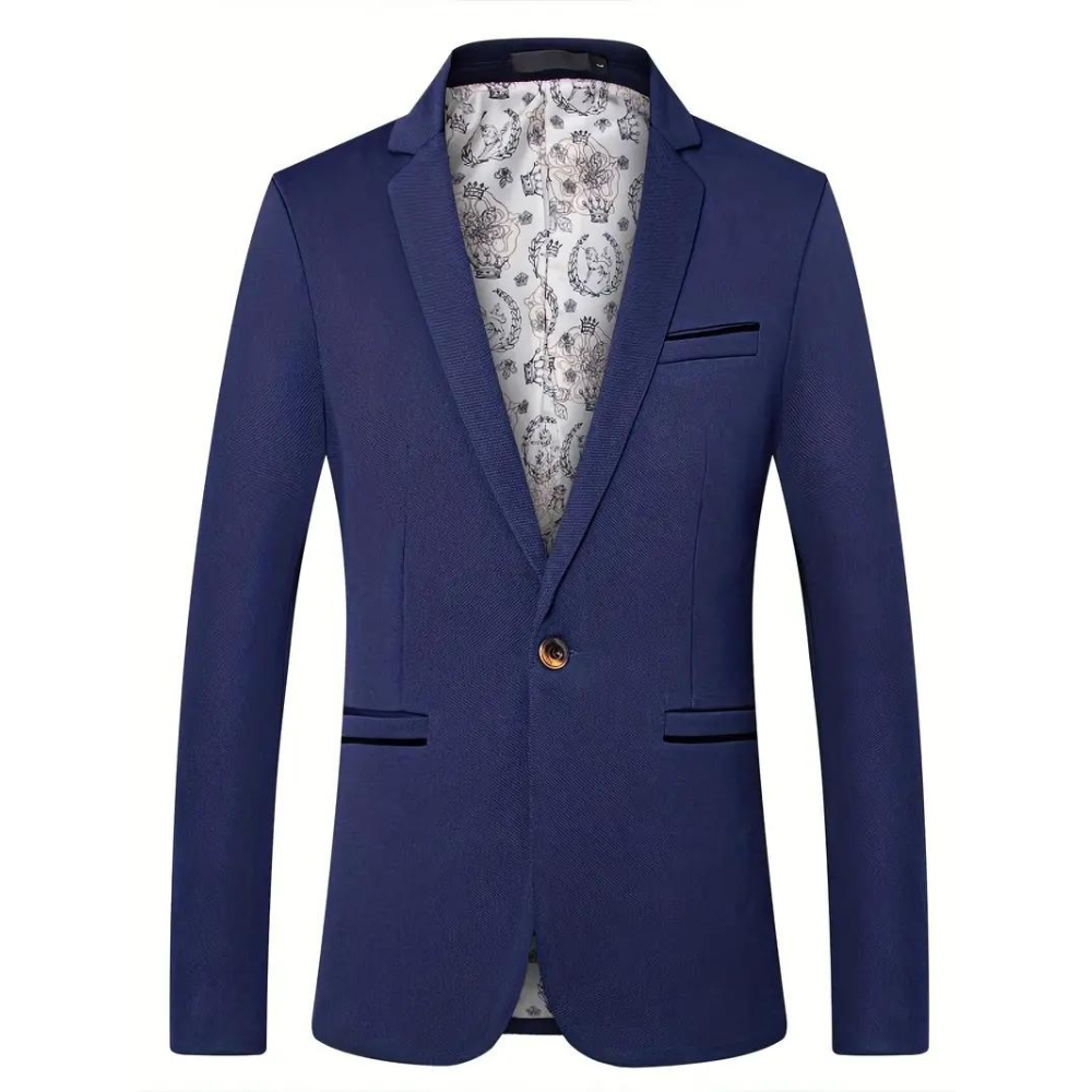 Renzo – Uformell Blazer med én Knapp Og Klassisk Jakkekrage