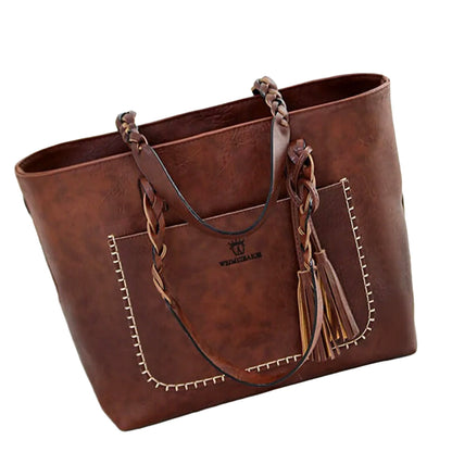 Sophie - Stilig skulderveske med flettede håndtak