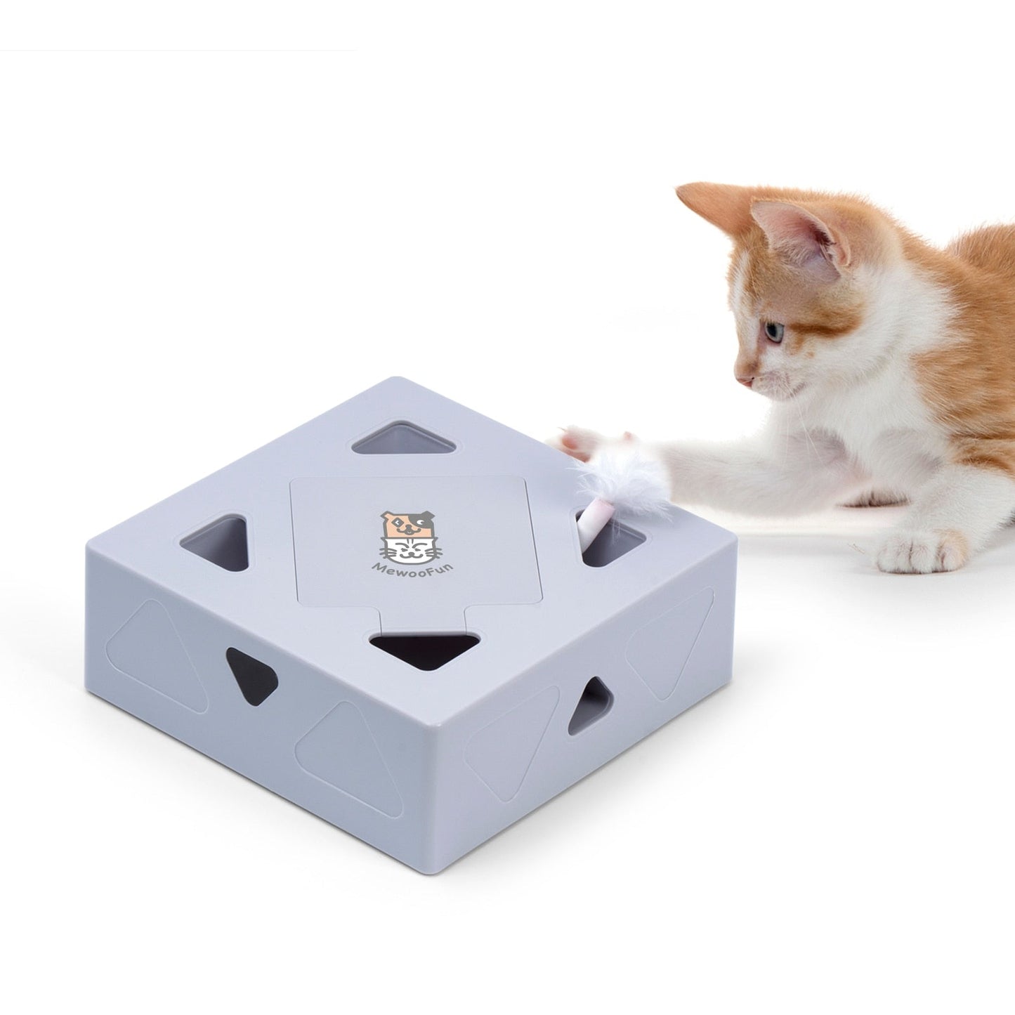 KittyFun - interaktivt fjærleketøy for katter med 360-graders tilfeldig fjærsprett for endeløs lek